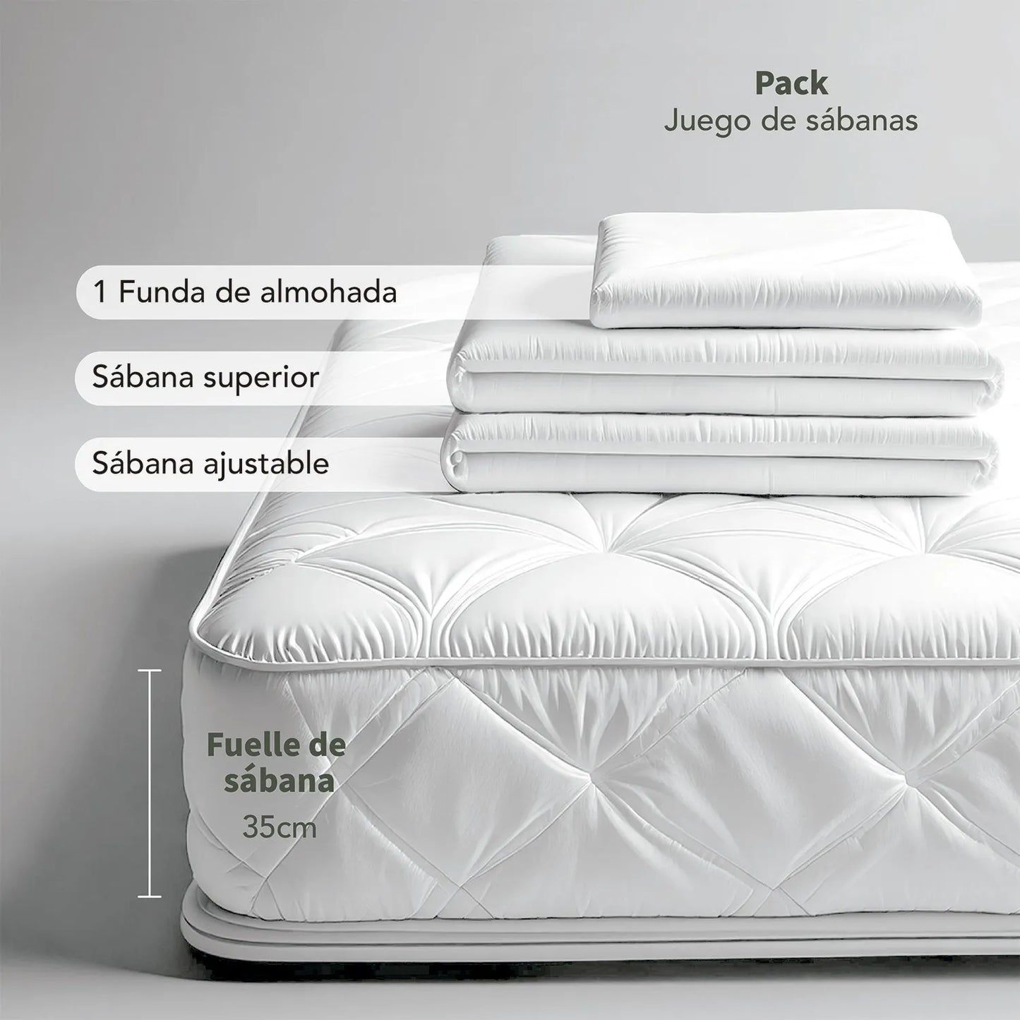 Juego de Sábanas Lisa de Algodón 300 Hilos