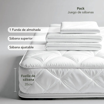 Juego de Sábanas Lisa de Algodón 300 Hilos